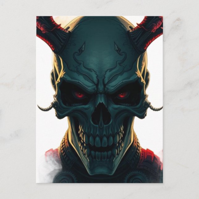 Skull Comics Style Illustration Fantasy Art Holiday Postcard (Front)