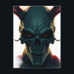 Skull Comics Style Illustration Fantasy Art Postcard<br><div class="desc">Fantasy Rock Punk Heavy Metal Art - Blue Skull Skeleton - Digital Fantasy Art</div>