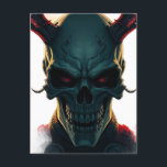 Skull Comics Style Illustration Fantasy Art Postcard<br><div class="desc">Fantasy Rock Punk Heavy Metal Art - Blue Skull Skeleton - Digital Fantasy Art</div>
