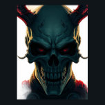 Skull Comics Style Illustration Fantasy Art Poster<br><div class="desc">Fantasy Rock Punk Heavy Metal Art - Blue Skull Skeleton - Digital Fantasy Art</div>