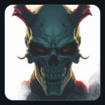Skull Comics Style Illustration Fantasy Art Square Sticker<br><div class="desc">Fantasy Rock Punk Heavy Metal Art - Blue Skull Skeleton - Digital Fantasy Art</div>