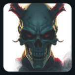 Skull Comics Style Illustration Fantasy Art Square Sticker<br><div class="desc">Fantasy Rock Punk Heavy Metal Art - Blue Skull Skeleton - Digital Fantasy Art</div>