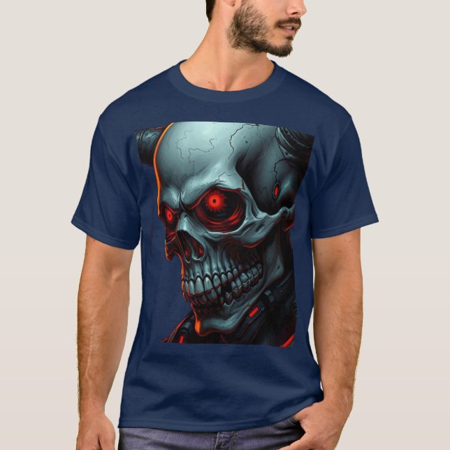 Skull Comics Style Illustration Fantasy Art T-Shirt (Front)