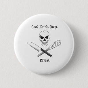 Skull Cook Saying 2 Inch Round Button