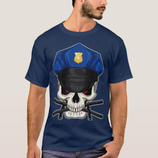 Skull Cop Police hat Police T-Shirt