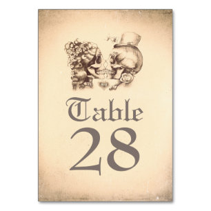 Skull Couple Day of Dead Wedding Table Numbers