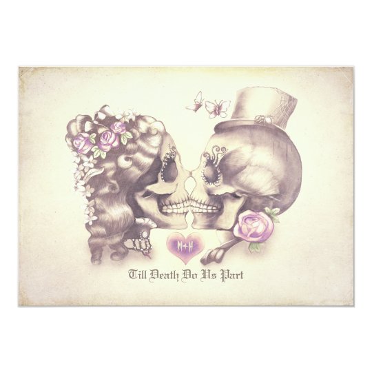 Skull Couple Day of the Dead Wedding Invitations