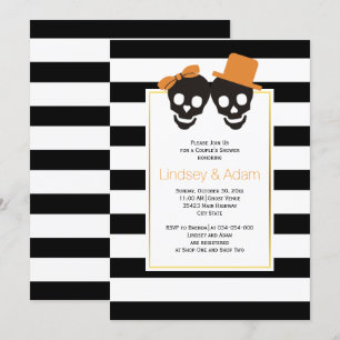 Skull couple Halloween wedding couples shower Invitation