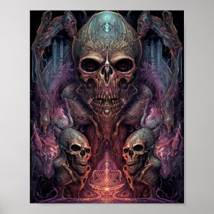 Skull Creepy Surreal Horror Art  Poster