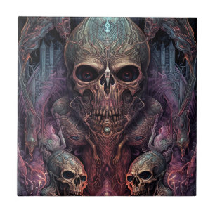 Skull Creepy Surreal Horror Art Tile
