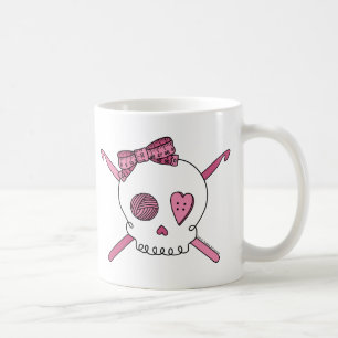 Skull & Crochet Hooks (Pink) Coffee Mug