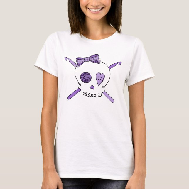 Skull & Crochet Hooks (Purple) T-Shirt (Front)