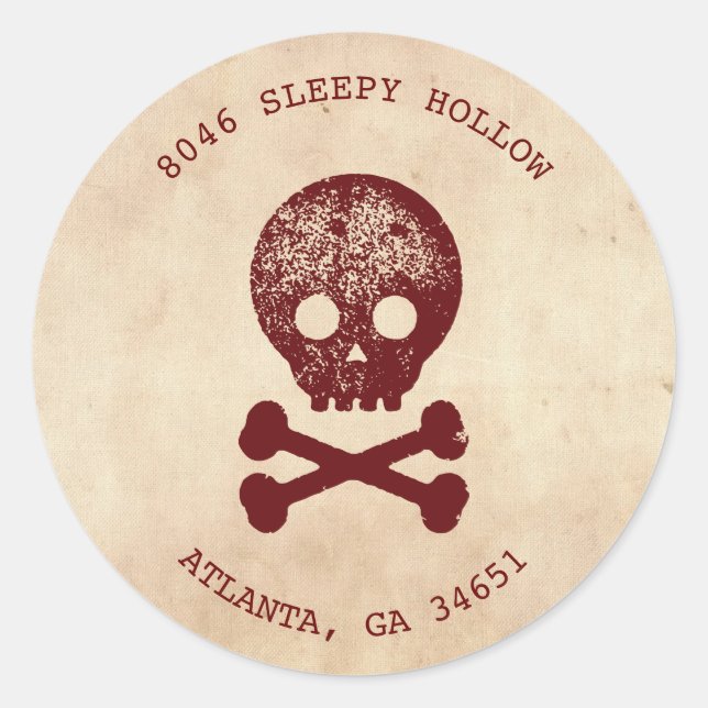 Skull & Cross Bone Halloween Return Address Label (Front)