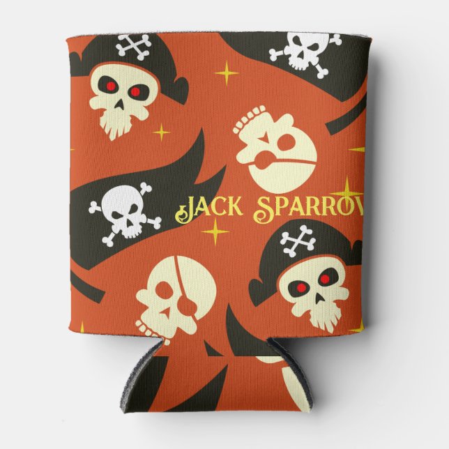 Skull & Cross Bones with editable text Can Cooler (Front)