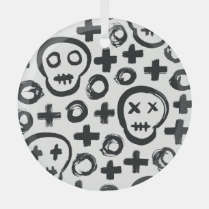 Skull Cross Circle: Seamless Decoration. Glass Ornament