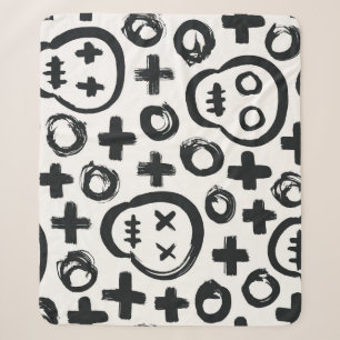 Skull Cross Circle: Seamless Decoration. Sherpa Blanket