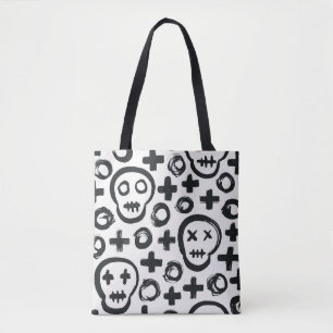 Skull Cross Circle: Seamless Decoration. Tote Bag