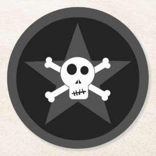 + Skull & Crossbone with Star + Round Paper Coaste Coaster