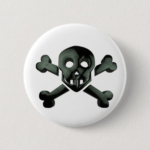 skull crossbones 2 inch round button