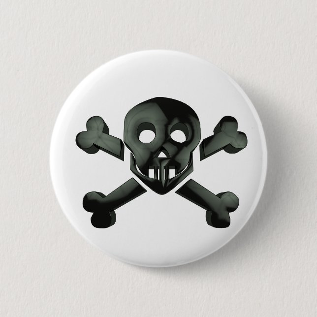 skull crossbones 2 inch round button (Front)