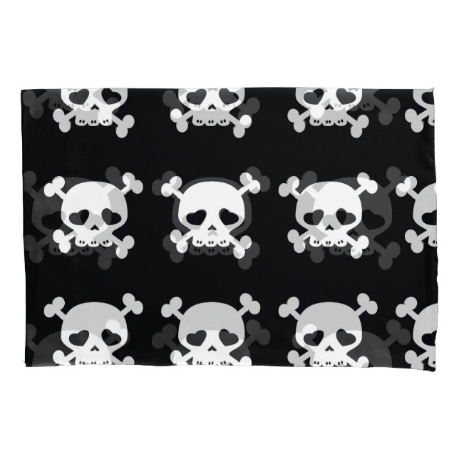Skull Crossbones: Black-White Pattern. Pillowcase (Front)