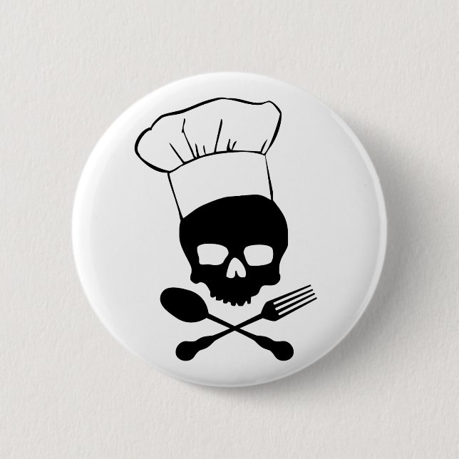 Skull & Crossbones Chef 2 Inch Round Button (Front)