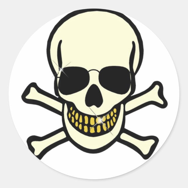 Skull & Crossbones Classic Round Sticker (Front)