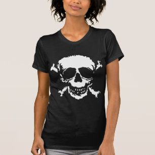 Skull Crossbones Graphic Block Print T-Shirt
