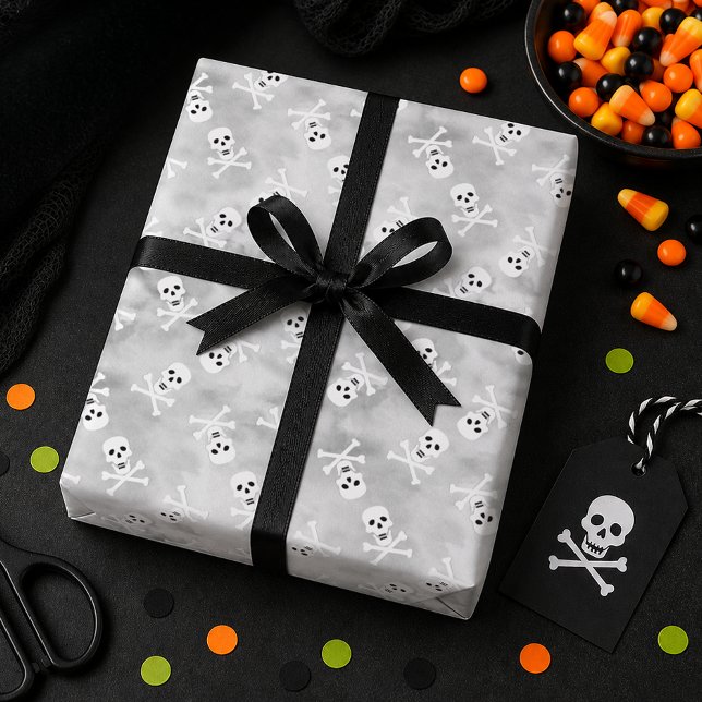 Skull Crossbones Halloween Wrapping Paper (Gift Wrap Paper)