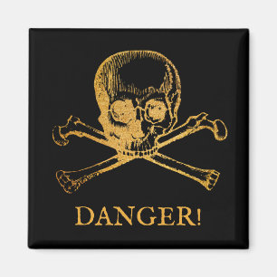 Skull & Crossbones   Magnet   Custom Text   Black