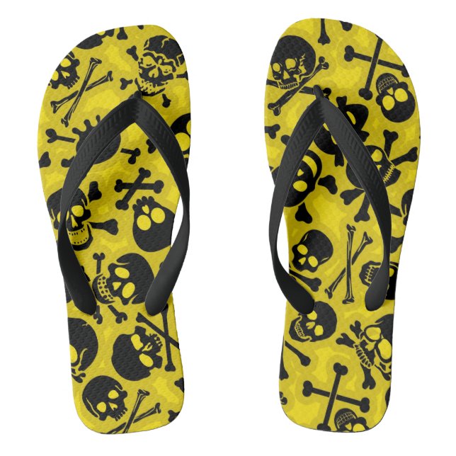 Skull & Crossbones Pattern Flip Flops (Footbed)