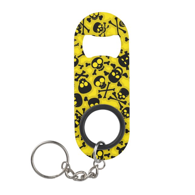 Skull & Crossbones Pattern Keychain Bottle Opener (Front)