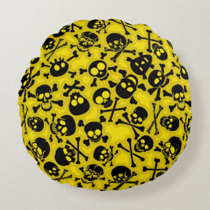 Skull & Crossbones Pattern Round Pillow