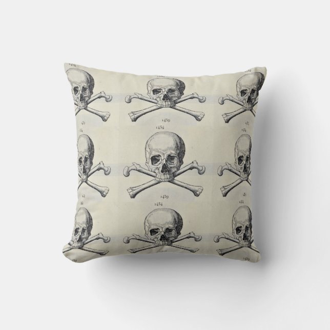 Skull & Crossbones Redback Tiled Throw Pillow (Front)