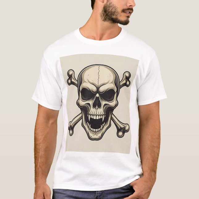 "Skull & Crossbones: Rock 'n' Roll Band Logo Tee" T-Shirt (Front)