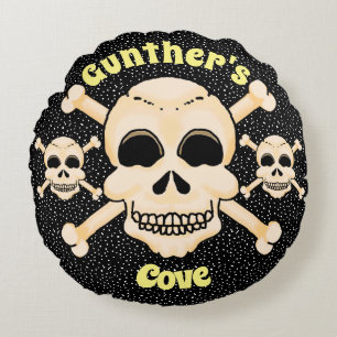 Skull & Crossbones Round Pillow