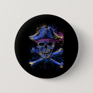 Skull Crossbones Skeleton Jolly Roger Flag Hallowe 2 Inch Round Button