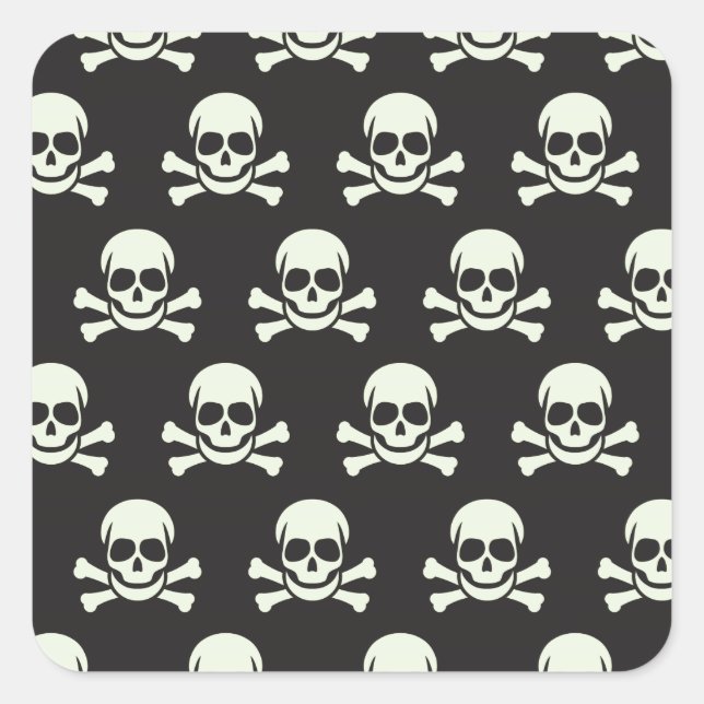 Skull & Crossbones Square Sticker (Front)