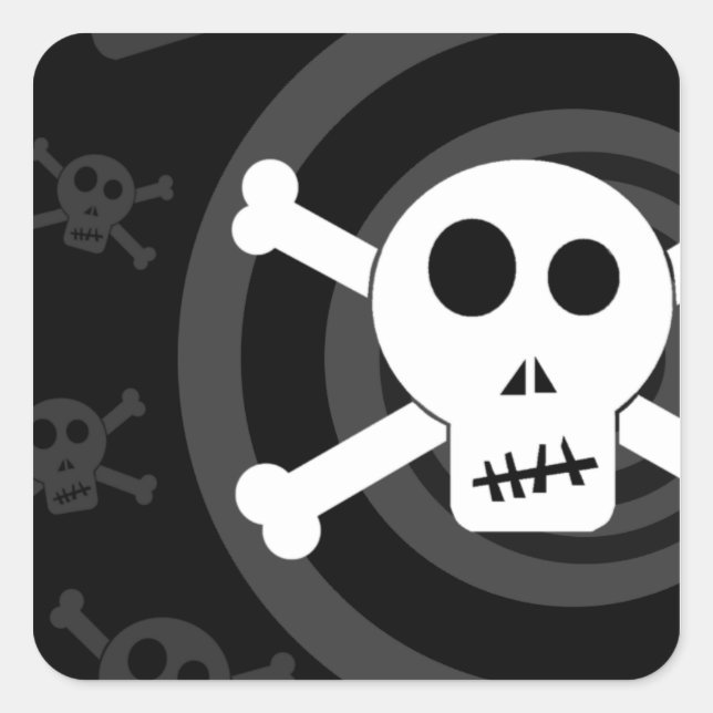 Skull & Crossbones Square Sticker (Front)
