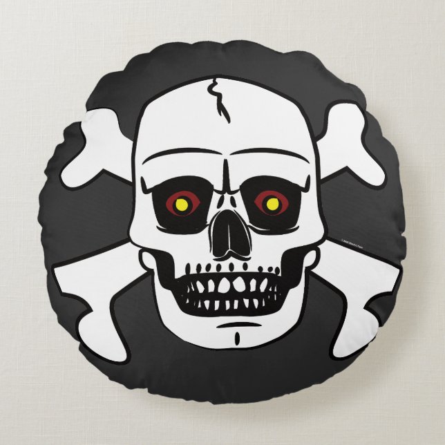 Skull Crossbones Transparent Seamless Pattern Round Pillow (Front)