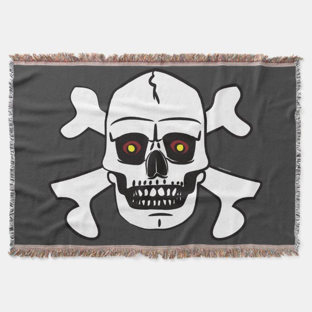 Skull Crossbones Transparent Seamless Pattern Throw Blanket (Front)