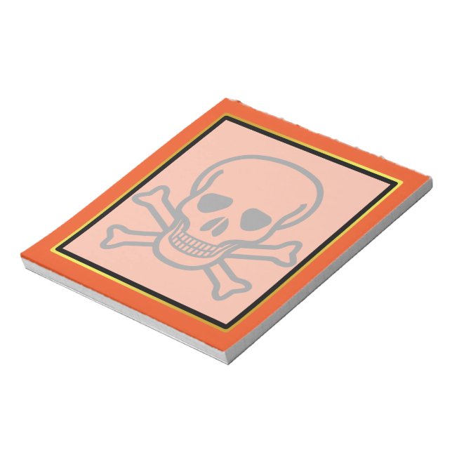 Skull Crossed Bones Halloween Gold boarder Notepad (Rotated)
