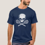 Skull & Crossed Racquets Tennis T-shirt<br><div class="desc">Skull & Crossed Racquets Tennis t-shirt with distressed white graphic.</div>