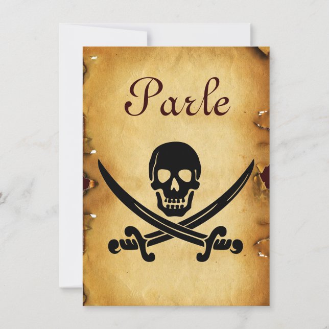 SKULL CROSSED SWORDS  MONOGRAM wax seal parchment Announcement (Front)