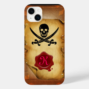 SKULL CROSSED SWORDS  MONOGRAM wax seal parchment Case-Mate iPhone 14 Plus Case