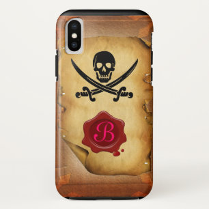 SKULL CROSSED SWORDS MONOGRAM wax seal parchment iPhone XS Case