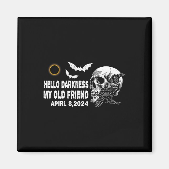 Skull Crow Hello Darkness My Old Friend Solar Ecli Magnet (Front)