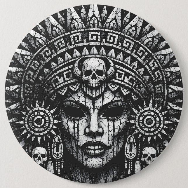 Skull‑Crowned Priestess — by BurnsInHell 6 Inch Round Button (Front)