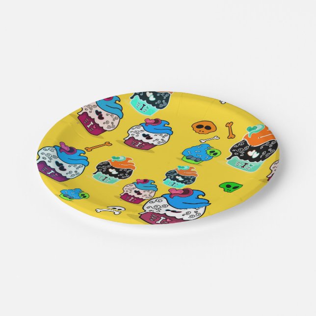 Skull Cupcake Fashion skulls Paper Plate (Angled)