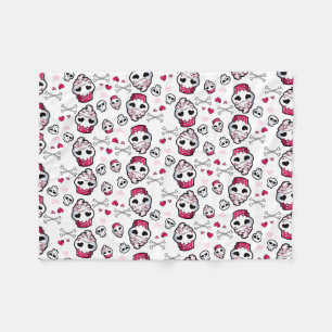 Skull Cupcake Madness Fleece Blanket